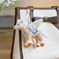 Llavero de Peluche de Pegaso Negro Suave con Alas Doradas de Lujo para Colgante de Bolso de Boutique o Regalo