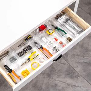7/16/25pcs Rectangle Clear Eco-Friendly <b>Drawer</b> Organizers Set Multifunctional <b>Storage</b> Bins <b>for</b> Makeup/Jewelries/Bedroom/Office - Product Image 6
