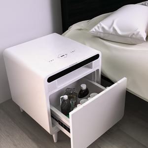 Tavolo da <span class=keywords><strong>comodino</strong></span> ad angolo per camera da letto moderna Semra <span class=keywords><strong>comodino</strong></span> per frigorifero oversize in metallo bianco con cassetto per frigorifero di raffreddamento - Product Image 4