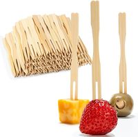 Mini fourchette à fruits en bambou biodégradable écologique personnalisée couverts jetables résistants à la chaleur brochettes de barbecue bâtons dans le style de Noël