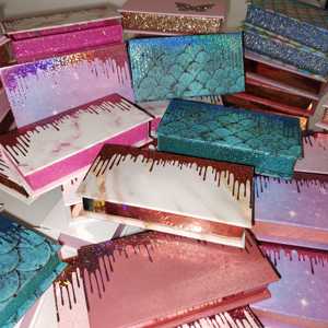 Wholesale Custom Lash Boxes Empty Eyelash With Mirror Print Logo Package Paper Boxes Case 8-25mm Lashes Rectangle