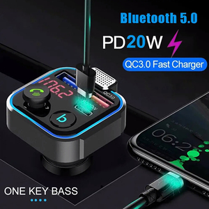 Transmisor <span class=keywords><strong>FM</strong></span> inalámbrico BT5.0 para coche, kit de manos libres para coche, reproductor de Audio MP3 con tipo C PD 20W + QC3.0, modulador <span class=keywords><strong>FM</strong></span> USB rápido - Product Image 3
