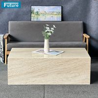 Luxe Wabi-sabl Style Moderne Cube Bas Plinthe Super Blanc Travertin Table Basse pour Salon Villa Café Hôtel Décor
