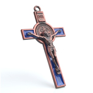 Crucifijo de San Benito en Cobre Antiguo, Colgante de Rosario de 75*43mm, Cruz <span class=keywords><strong>Religiosa</strong></span> Chapada en Aleación, Joyería Católica, Amuleto de Santo - Product Image 3
