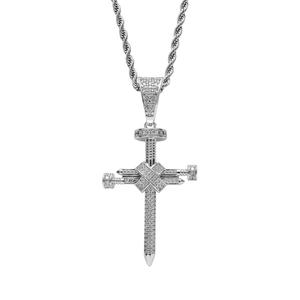 <span class=keywords><strong>Collana</strong></span> Hip Hop CN133 <span class=keywords><strong>con</strong></span> Ciondolo a Croce in Ottone e Zirconi, Placcata <span class=keywords><strong>Oro</strong></span> o Argento, per Uomo e Donna - Product Image 3