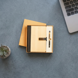 Custom Logo Business Style Wooden PU Leather Diary Pen Water Bottle <b>Mug</b> Keychain Card Holder Gift Box Set New Year Graduation - Product Image 2