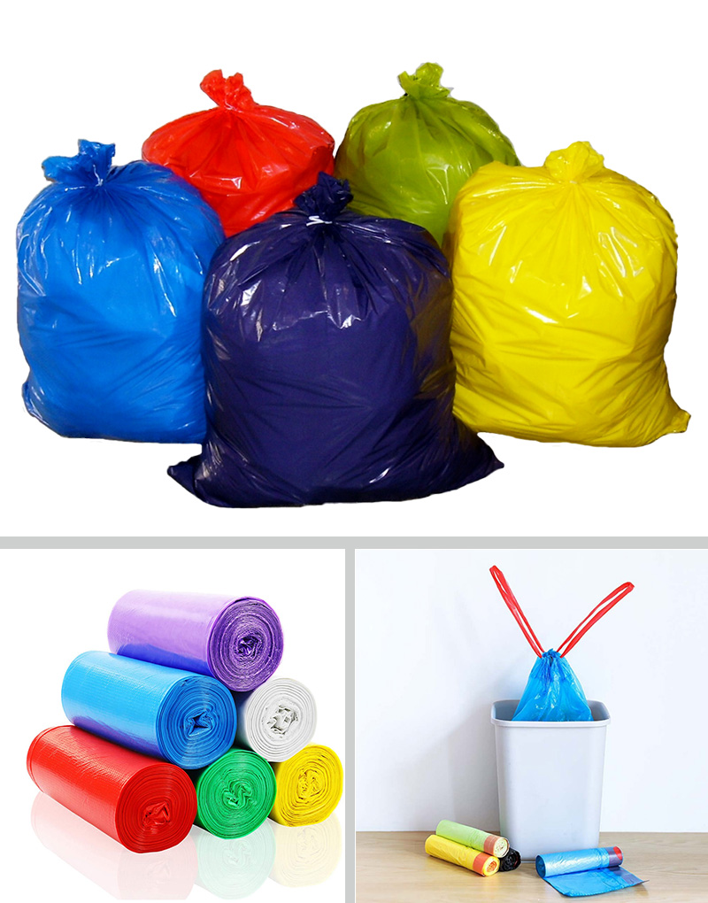 DAFENG 1mil 1.2mil 2mil 3mil HDPE Plastic garbage bag on roll trash bag can liner with 42gallon 55 gallon 60 gallon capacity