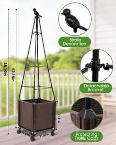 Maceta Cuadrada Tipo Torre para Plantas de Tomate con Soportes para Plantas Trepadoras, Estructura para Plantas Trepadoras - Product Image 6