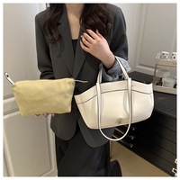 Tas bahu wanita, ukuran besar 2 buah tas Set kapasitas besar PU tas belanja tas jinjing kancing magnetik tas bahu mode untuk kerja kantor