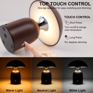 Lampe de bureau rechargeable en forme de champignon, style simple, protection des yeux, lampe de chevet pour chambre d'enfant, ambiance chaleureuse, luminosité réglable - Product Image 2