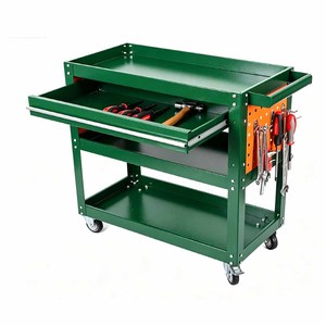 Armoire à roulettes personnalisable avec serrure à clé, capacité de charge de 300 kg, garantie de 3 ans, hauteur réglable, 1 tiroir, poignée de poussée, outil - Product Image 1