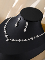 Ensemble de bijoux de mariage pour femmes, 2 pièces/ensemble, nouveau collier et boucles d'oreilles en cristal de zircon argenté brillant, pour demoiselle d'honneur, pour la mariée