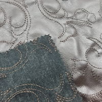 Tissu en cuir PU avec broderie en corde, dentelle décorative, 300 GSM, anti-moisissure et résistant à l'abrasion, pour vêtements de mode, manteaux, vestes