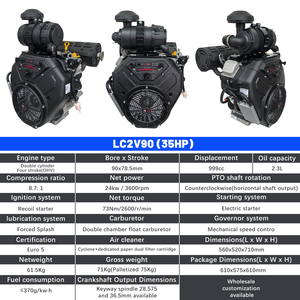 Moteur à essence bicylindre refroidi par air de 999 cm3, 35 CV, robuste, LC2V90 <span class=keywords><strong>OHV</strong></span>, <span class=keywords><strong>4</strong></span> <span class=keywords><strong>temps</strong></span>, démarrage électrique, pulvérisateurs agricoles, Euro 5 - Product Image 6