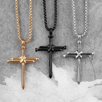 Hip Hop Style hommes en acier inoxydable Nail Cross collier Vintage jésus Christ Couple charme pendentif collier bijoux chrétien cadeau