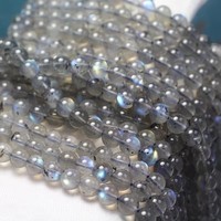 Perles rondes lisses en labradorite bleue de Madagascar AAA naturelle Meihan pour la fabrication de bijoux DIY