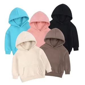 Groothandel Plain Hoodies Voor Afdrukken Geen Trekkoord Met Pocket Peuter Jongens Truien Sweatshirts