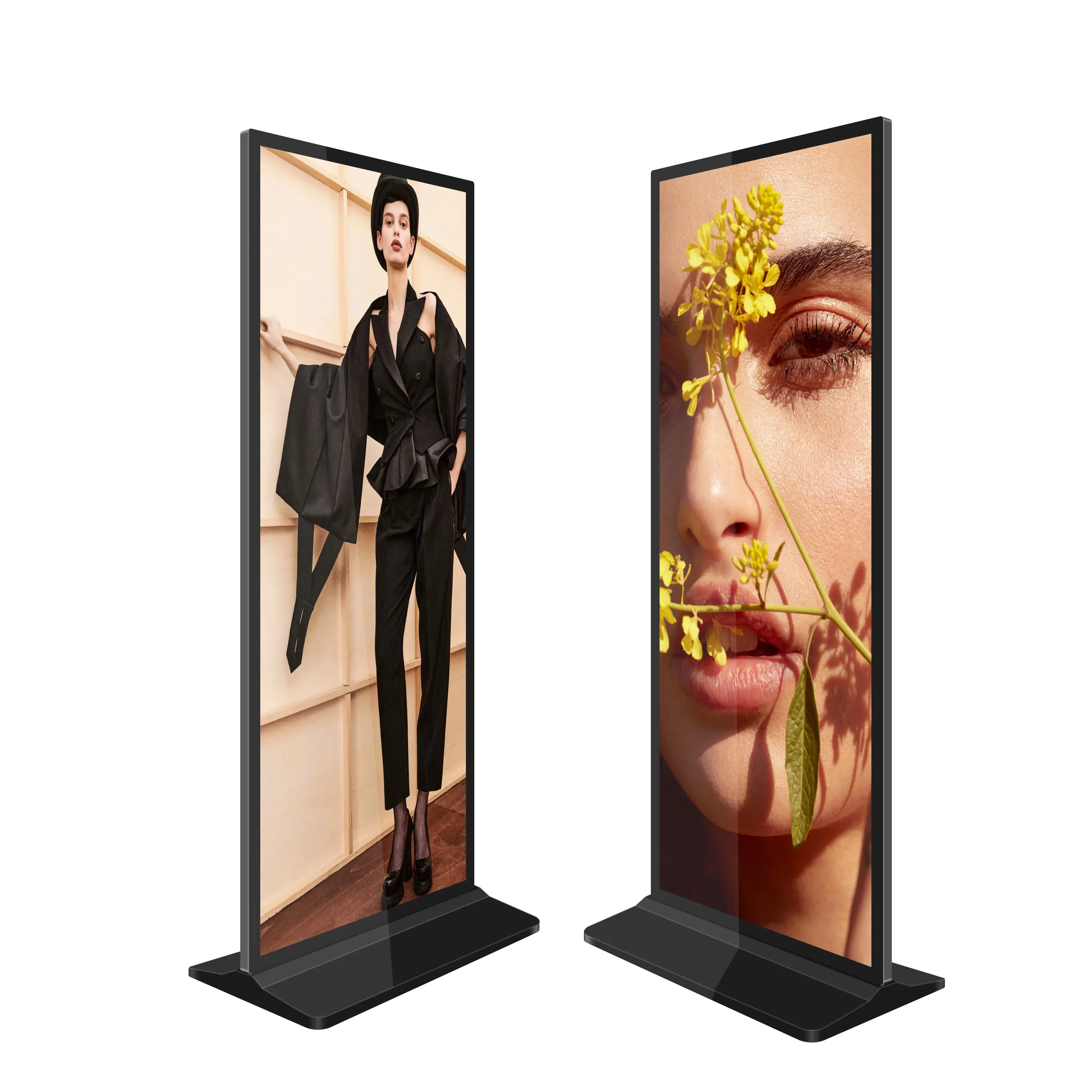 Layar Totem vertikal besar 75 85 inci layar penuh bebas berdiri kios papan Digital untuk mal belanja
