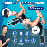 Casque de natation étanche à conduction osseuse H913C, portée d'entraînement de 200 mètres, communication en temps réel, casque récepteur pour entraîneur