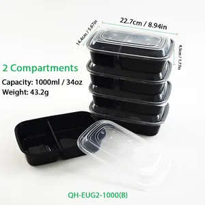 Mẫu miễn phí dùng một lần 2 Ngăn 3 ngăn nhựa PP lấy đi Bento ăn trưa hộp thực phẩm container