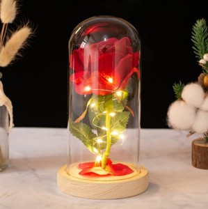 Regalo di San Valentino 2026 OEM Rosa in Plastica <span class=keywords><strong>con</strong></span> Cupola LED, Gypsophila, Rosa Essiccata, Fiori Artificiali, Decorazione Floreale Direttamente dalla Fabbrica - Product Image 3