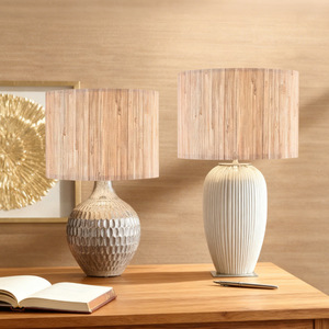 Abat-jour cylindrique en tissu fait main, installation facile, accessoire de lampe, style transitionnel - Product Image 4