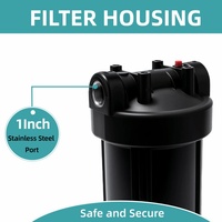 Boîtier de filtre à eau noir de 20 pouces avec port en acier inoxydable de 1 pouce, système de filtration haute pression robuste pour toute la maison
