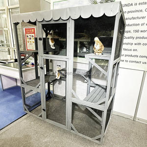 屋外用 木製 キャットハウス プレイペン 大型 無垢材 犬小屋 防水 ジャンプ台 昼寝用 猫ケージ ウォークイン式 キャットコンド - Product Image 2