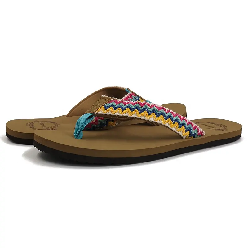 High quality colorful strap custom summer beach flip flops for women