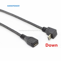 Kabel Ekstensi Micro USB 5Pin Male to Female 90 Derajat Atas&Bawah& Kiri& Kanan Sudut Kabel Ekstensi Micro USB