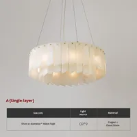 Lustre en marbre moderne et minimaliste Lampe suspendue de luxe en cuivre et albâtre pour salon et salle à manger