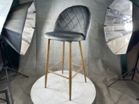 Chaise haute de bar en velours avec pieds en métal, tabouret de bar pour la maison, l'hôtel, le restaurant, le café – Vente chaude