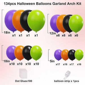 Lots <span class=keywords><strong>de</strong></span> ballons d'Halloween en gros, 134 pièces, <span class=keywords><strong>noir</strong></span>, orange, violet, vert, version brillante, ballons en latex gonflables à l'hélium/à l'air, anniversaire - Product Image 3