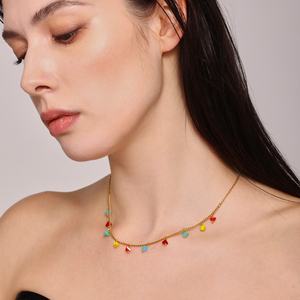 Collar de Diamantes de Colores Chapado en Oro de 18k Que No Se Deslustra, con Zirconia, Piedra de Nacimiento, Acero Inoxidable, Conjuntos de Joyería Fina de Moda para Mujer - Product Image 1