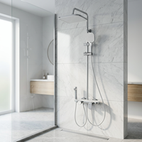 Kit de robinetterie de douche chromé haut de gamme avec distributeur d'eau 4 voies, pulvérisateur supérieur haute pression et mitigeur de salle de bain à main autonettoyant