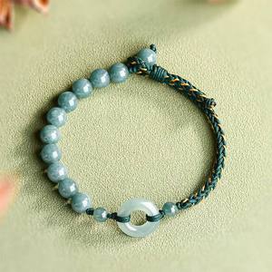 Pulsera de Jadeíta Natural Azul Agua Estilo Donut UNISEX Joyería de Mujer Estilo Chino Diseño Original Estilo Chino SL86 - Product Image 2
