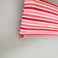 Pochette de maquillage légère en néoprène rayé imprimé, organiseur plat et fin avec fermeture éclair métallique pour sac à main femme, cosmétiques, cadeau promotionnel