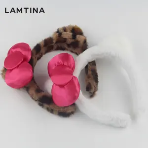 Wholesale Latest Design Lovely Winter Hairbands Fashion Leopard Faux Furry Fur Head Bands For Women Girls Ladies