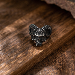 Anello da Uomo Trendy in Acciaio Inossidabile con Teschio Argentato Massiccio, Gioiello alla Moda, Regalo per il Giorno dei Morti - Product Image 5
