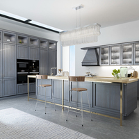 Cuisine de luxe résidentielle, design coloré, armoires murales modulaires en PVC, rangement pour cuisine