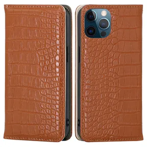 Vente en gros, étui de téléphone en cuir de Crocodile personnalisé de haute qualité pour iPhone 13 Pro, portefeuille à la mode, étui de téléphone portable à rabat