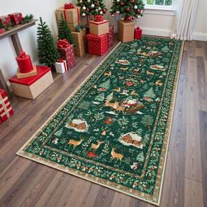 Alfombra navideña rectangular de terciopelo cristalino antideslizante para la sala de estar, dormitorio o pasillo. - Product Image 3