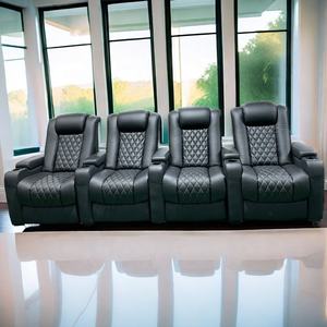 Горячая распродажа, черный кожаный Электрический откидной диван, стул для стадиона, держатель для холодной чашки, система массажа, обогрев сиденья, мебель для театра - Product Image 5