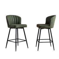 Tabouret de bar avec dossier à ailes capitonné en similicuir, chaise de bar haute avec repose-pieds pour îlot de cuisine, café, hôtel, restaurant