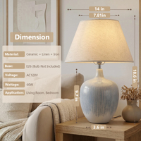 Lampe de table de style hôtel de luxe, finition céramique brillante avec abat-jour en lin beige pour chevet de lit king size