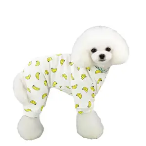 プルオーバー通気性プリントコットン犬服フーディーホームウェアパジャマ小型犬と猫のサンプル犬フーディーペットクロス