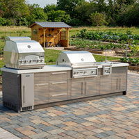 Ensemble de cuisine extérieure multifonctionnel en acier inoxydable, résistant aux chocs, sur mesure pour villa, idéal pour jardin