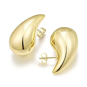 New Arrival Fashion Jewelry 14K Gold Plated Dangling Waterdrop Earring Chunky Lightweight Teardrop Earring For Women