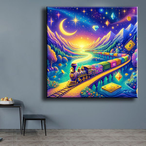 Ever Moment Fairy Dust - Pintura de Diamantes con Diseño de Tren Mágico y Río de Tesoros, Diamantes que Brillan en la Oscuridad, <span class=keywords><strong>Arte</strong></span> en Lienzo ASF2813 - Product Image 3