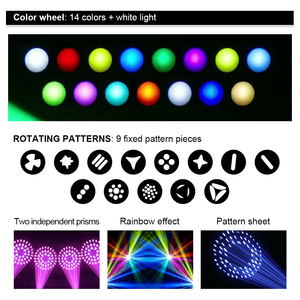 전문가용 295W 14R 빔 무빙 헤드 라이트 플라이트 케이스 IP20 14색 고보 프리즘 스트로브 DMX512 클럽 디스코 이벤트 무대 조명 - Product Image 3